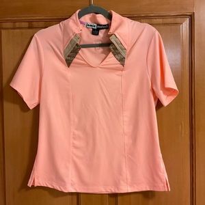 Jamie Sadock golf top peach orange pink print v neck Medium M